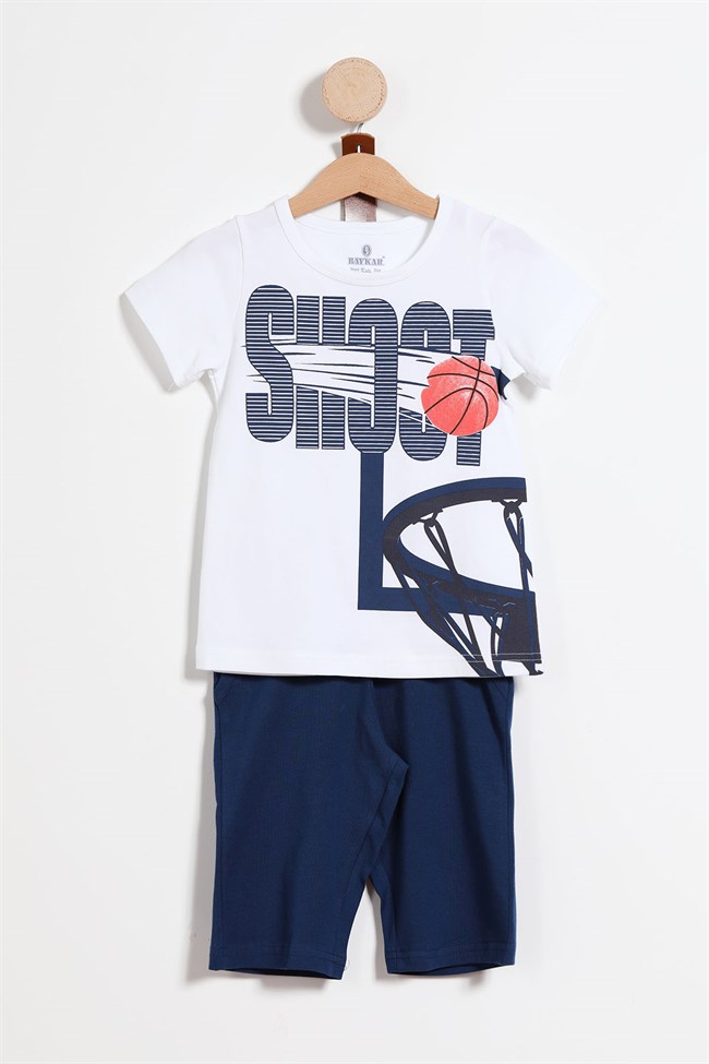 Baykar Erkek Çocuk Basketbol Topu Pota Baskılı Pijama Takımı 9768 Lacivert