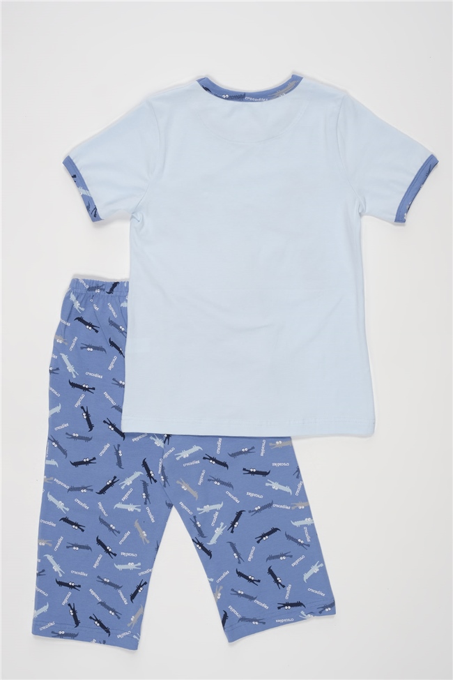 Baykar Erkek Çocuk Dinazor Baskılı Pijama Takımı 9735 Açık Mavi
