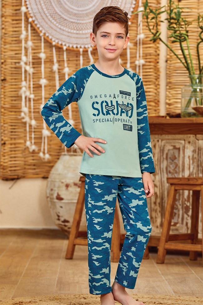 Baykar Erkek Çocuk Squad Pijama Takımı 9798 Çağla Yeşili