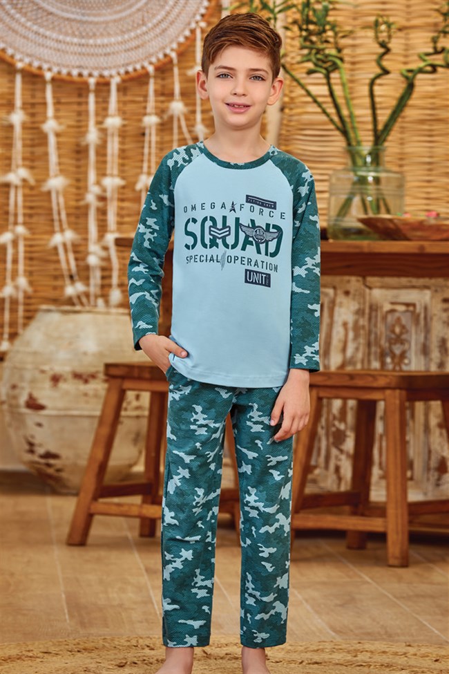 Baykar Erkek Çocuk Squad Pijama Takımı 9798 Mavi