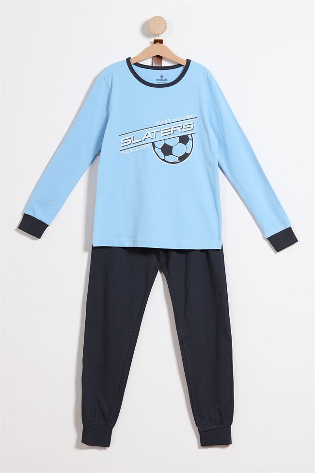 Baykar Erkek Çocuk Top Baskılı Pijama Takımı 9757 Siyah
