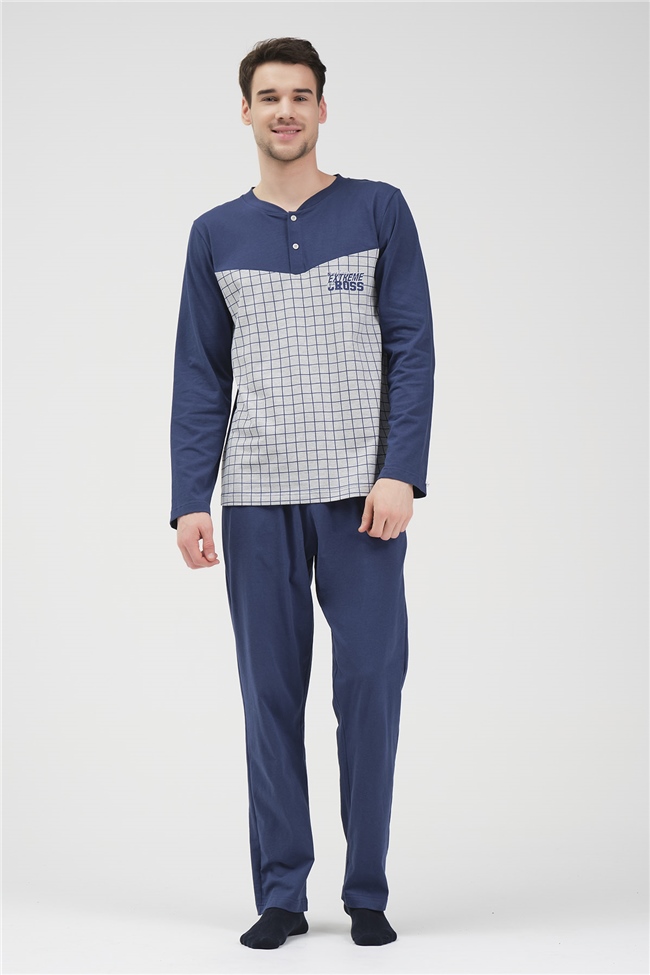 Baykar Erkek Uzun Kollu Pijama Takımı 9827 Lacivert