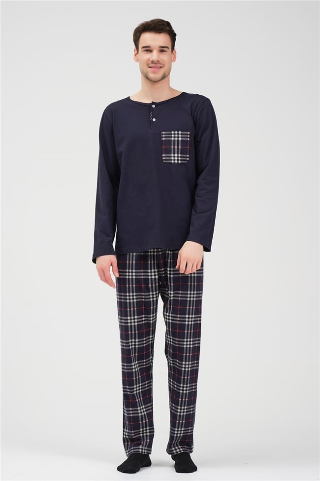 Baykar Erkek Uzun Kollu Pijama Takımı 9832 Lacivert
