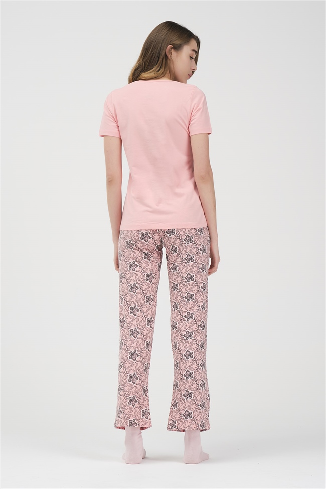 Baykar Kadın Çiçekli Pijama Takımı 9464 Pembe