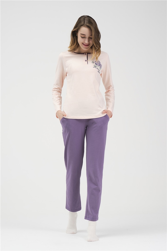 Baykar Kadın Uzun Kollu Pijama Takımı 9911 Lila