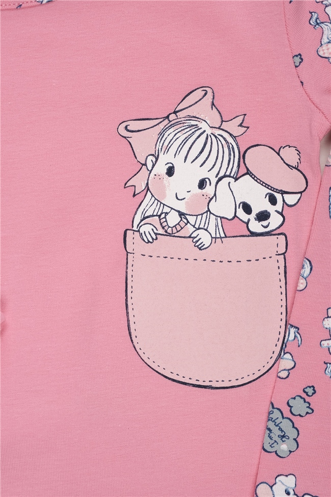 Baykar Kız Çocuk Desenli Pijama 9238 Pembe
