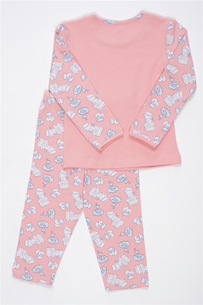 Baykar Kız Çocuk Desenli Pijama 9238 Somon