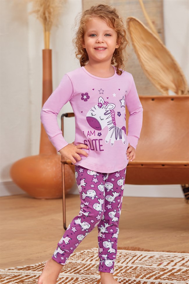 Baykar Kız Çocuk / I'am Cute Uzun Kollu Pijama Takımı 9132 Lila