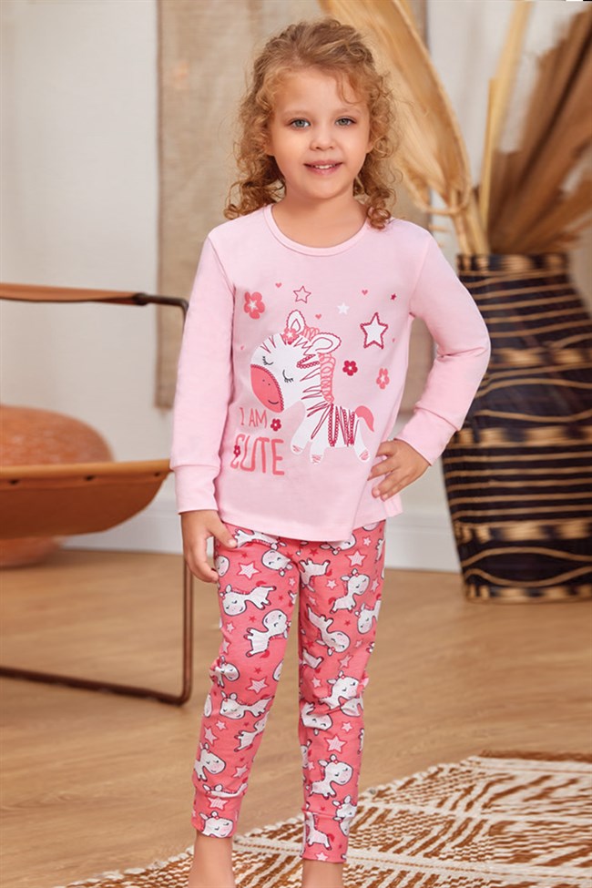 Baykar Kız Çocuk / I'am Cute Uzun Kollu Pijama Takımı 9132 Toz Pembe