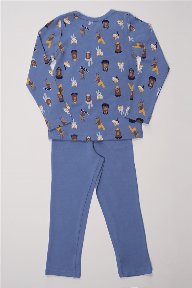 Baykar Ekrk Çocuk Ayı Baskılı Pijama Takımı 9715 Mavi