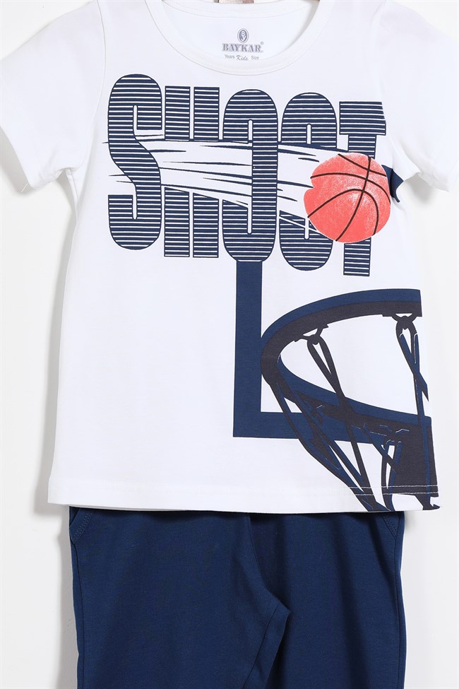 Baykar Erkek Çocuk Basketbol Topu Pota Baskılı Pijama Takımı 9768 Lacivert
