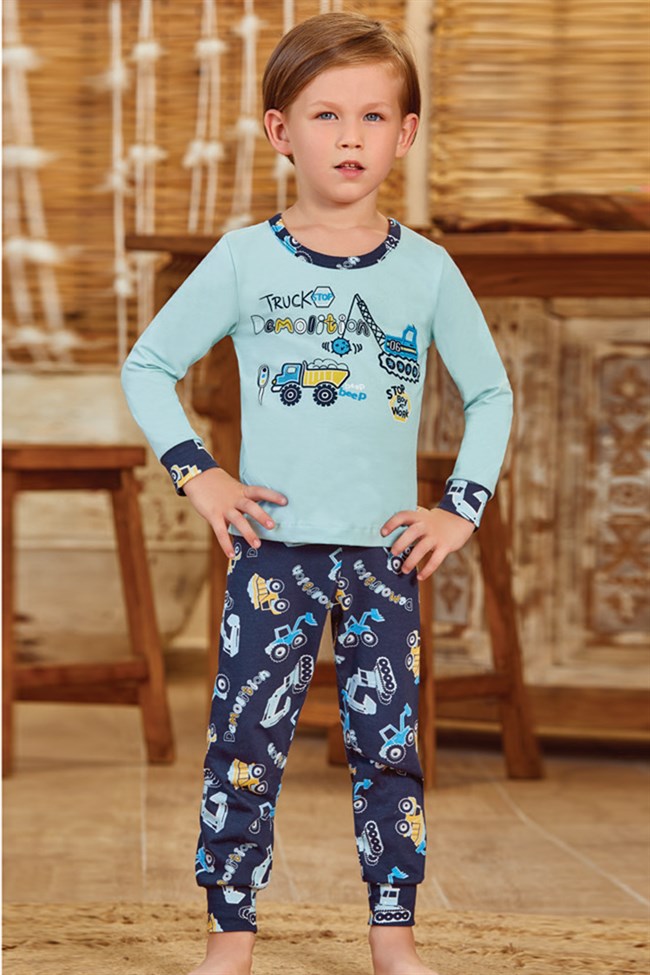 Baykar Erkek Çocuk Demolition Pijama Takımı 9779 Mavi