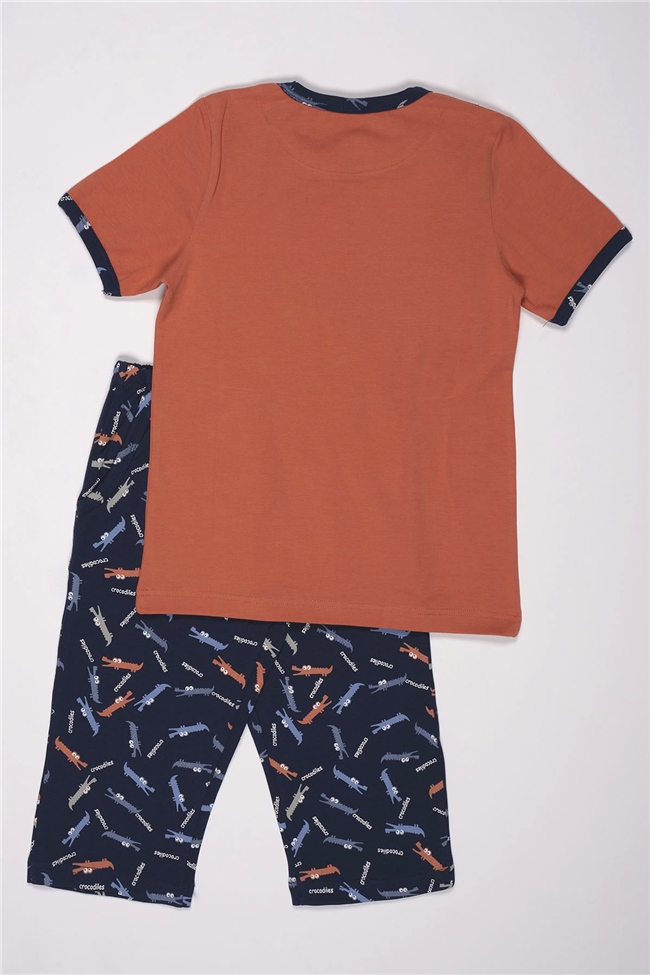 Baykar Erkek Çocuk Dinazor Baskılı Pijama Takımı 9735 Turuncu