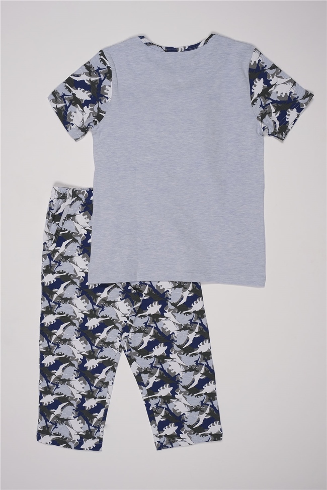 Baykar Erkek Çocuk Dinazor Baskılı Pijama Takımı 9741 Mavi