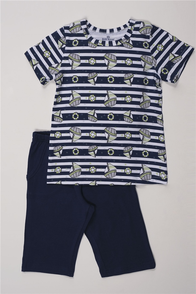 Baykar Erkek Çocuk Gemi Desenli Pijama Takımı 9726 Lacivert