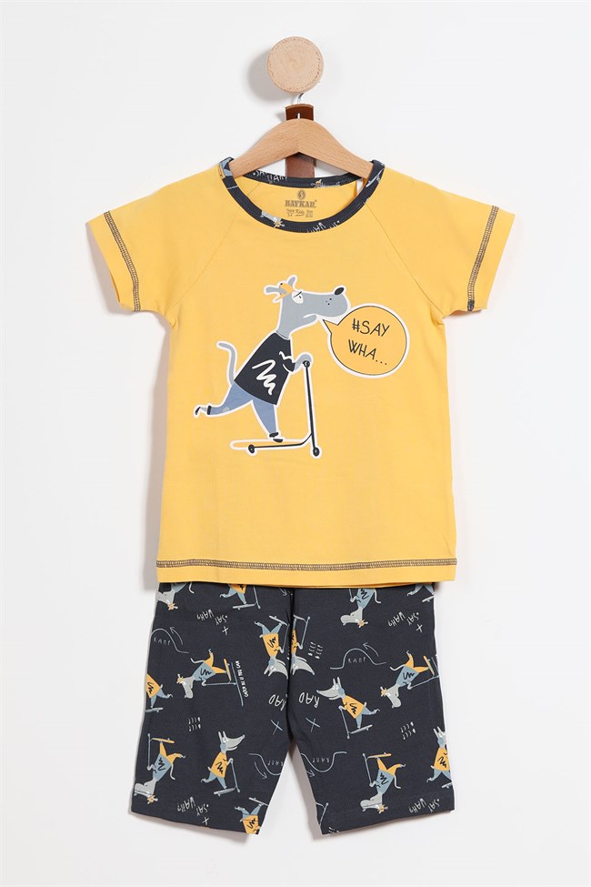 Baykar Erkek Çocuk Köpek Baskılı Pijama Takımı 9731 Sarı