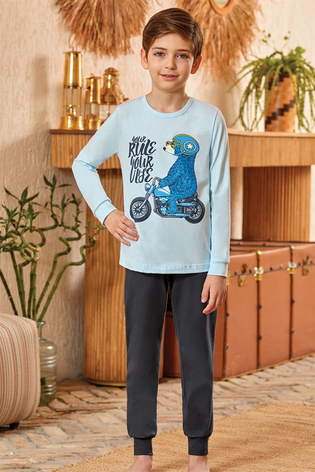 Baykar Erkek Çocuk Rule Pijama Takımı 9792 Açık Mavi