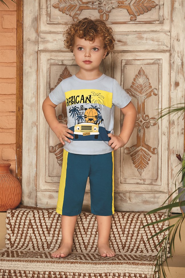 Baykar Erkek Çocuk Şortlu Pijama Takımı 9611 Duman Mavi