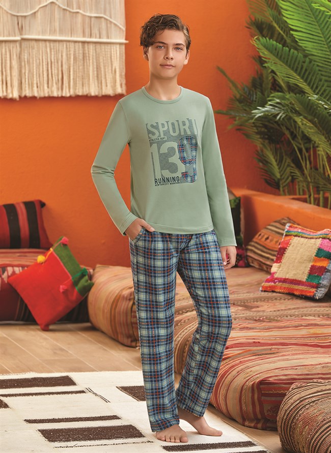 Baykar Erkek Çocuk Sport Running Pijama Takımı 9602 Çağla Yeşili