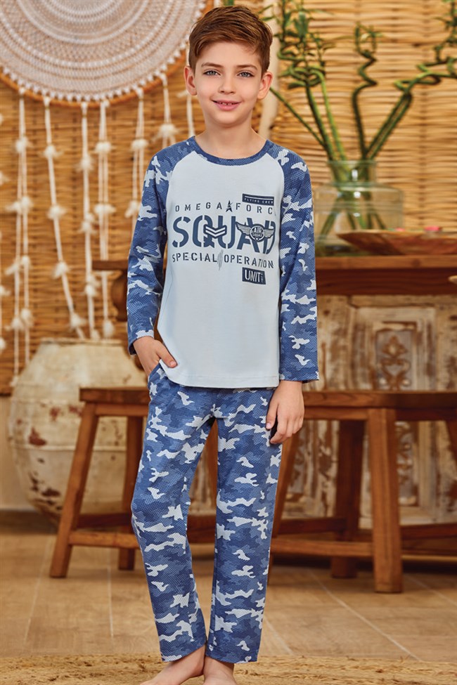 Baykar Erkek Çocuk Squad Pijama Takımı 9798 Kum Gri