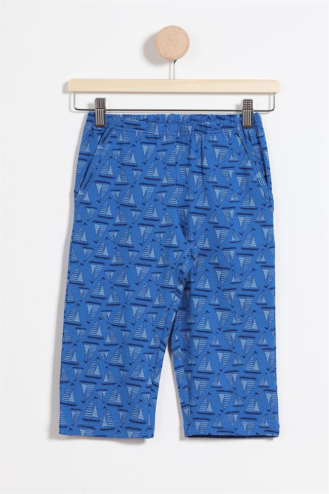 Baykar Erkek Çocuk Tekne Baskılı Kaprili Pijama Takımı 9767 Mavi
