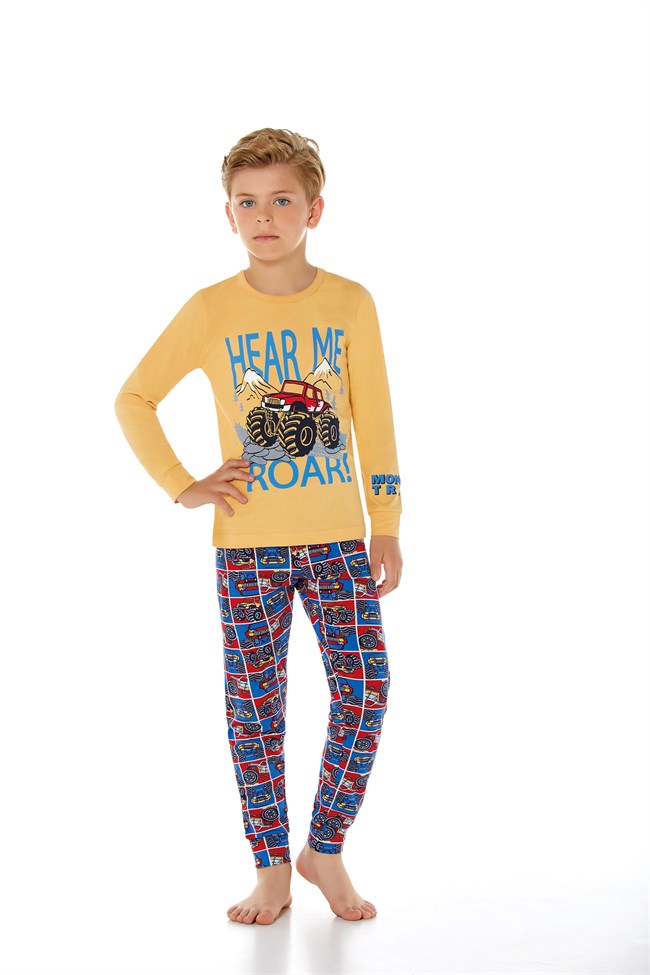 Baykar Erkek Çocuk Uzun Kollu Pijama Takımı 9649 Sarı