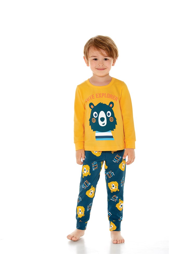 Baykar Erkek Çocuk Uzun Kollu Pijama Takımı 9636 Sarı