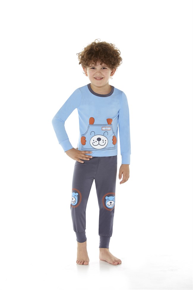 Baykar Erkek Çocuk Uzun Kollu Pijama Takımı 9628 Mavi