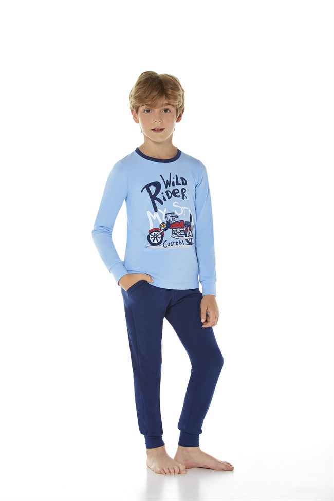 Baykar Erkek Çocuk Uzun Kollu Pijama Takımı 9630 Mavi