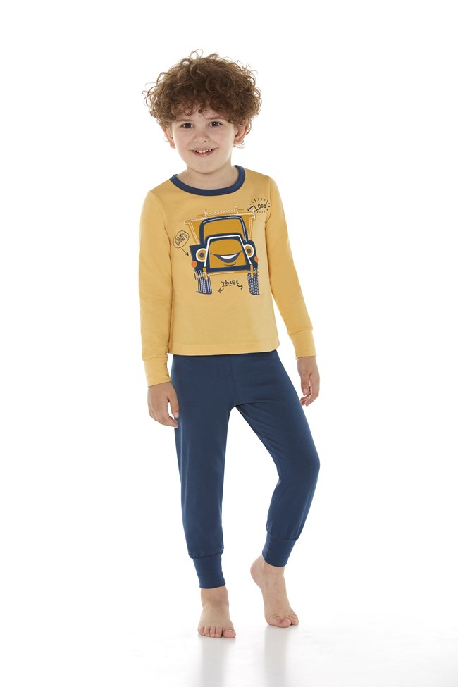 Baykar Erkek Çocuk Uzun Kollui Pijama Takımı 9626 Sarı