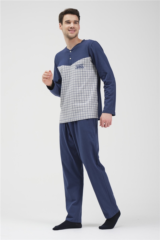 Baykar Erkek Uzun Kollu Pijama Takımı 9827 Lacivert