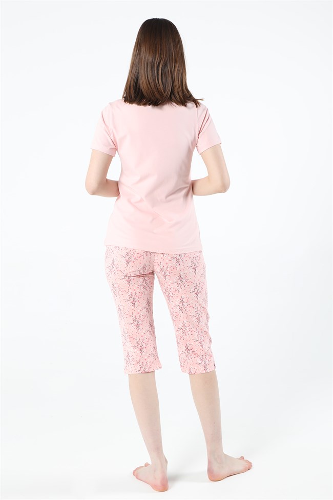 Baykar Kadın Çiçekli Pijama Takımı 9442 Açık Pembe