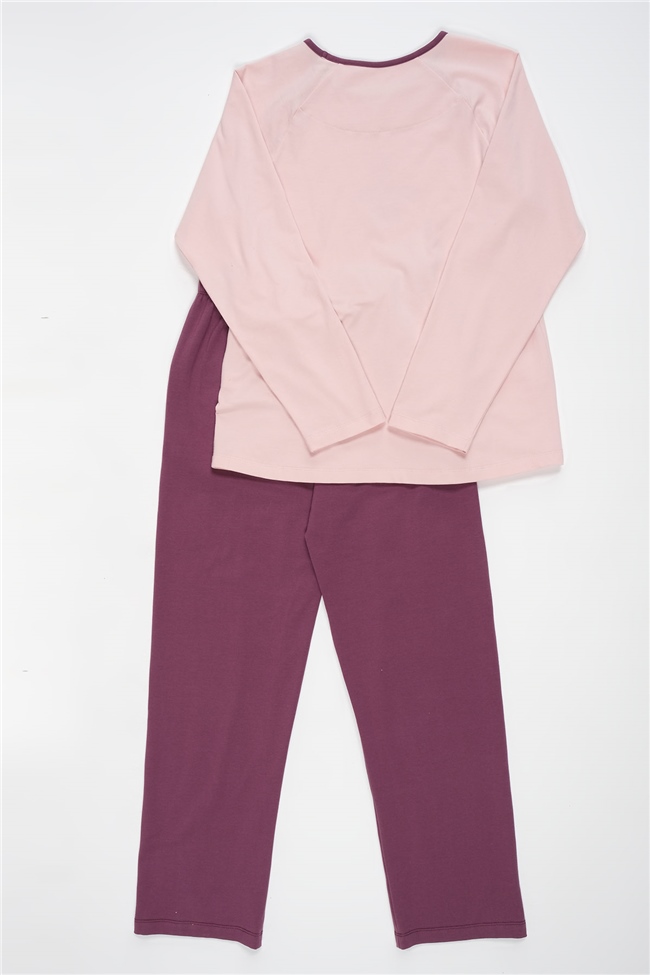 Baykar Kız Çocuk  Uzun Kollu Baskılı Pijama Takımı 9101 Somon