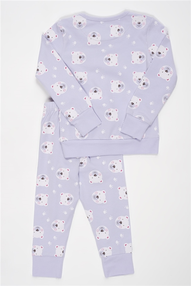 Baykar Kız Çocuk Ayı Desenli Pijama 9230 Lila