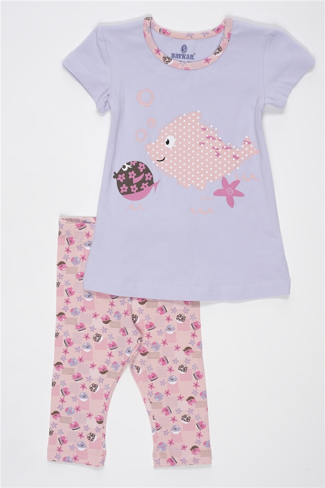 Baykar Kız Çocuk  Kaprili Pijama Takımı 9270 Somon