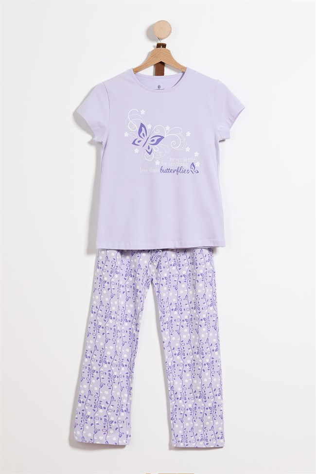 Baykar Kız Çocuk Kısa Kollu Pijama Takımı 9117 Lila