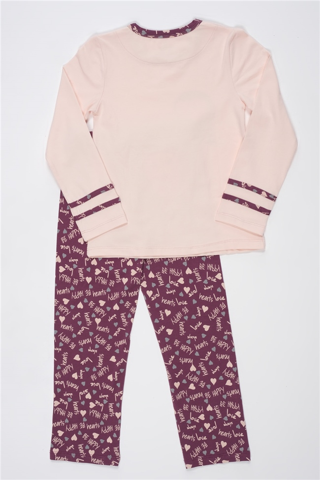 Baykar Kız Çocuk Kuş Baskılı Pijama Takımı 9259 Bordo