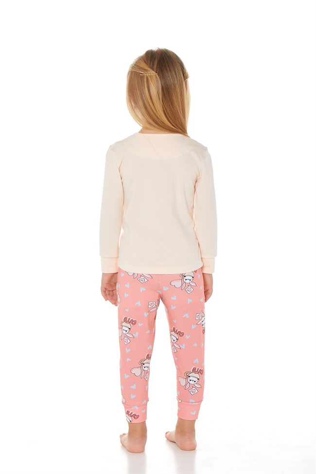 Baykar Kız Çocuk Uzun Kollu Pijama Takımı 9185 Somon